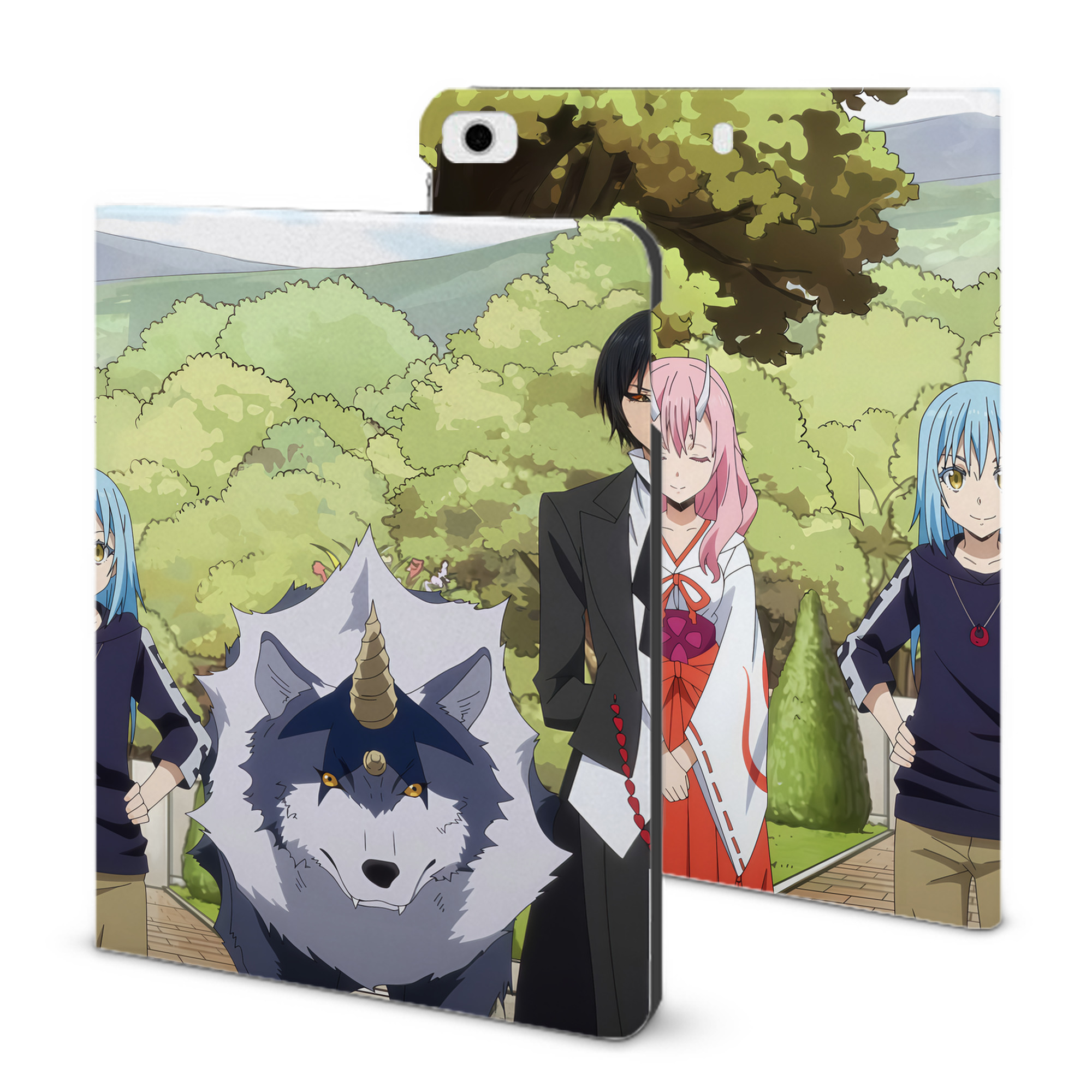 （画像用） 転スラ Regarding Reincarnated to Slime IPad ケース ブック型 PUレザー TPU 耐衝撃 軽量 薄型 ペン収納なし 全面保護 IPad 各モデル対応